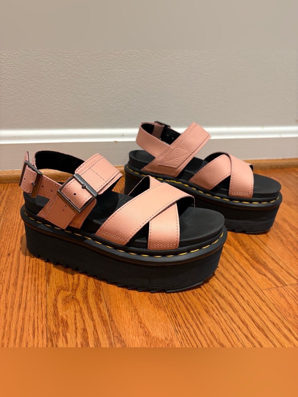 Doc Martens Voss II Quad Strap Sandals Pink Leather Women 5 EU 36 Platform